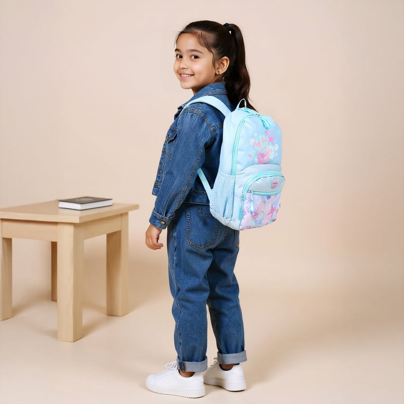 Roll road Backpack-I Love Sea Life-2 Cmprt-26 Liters-Girls (Polyester) Blue \ 33X46X17 - Image 2